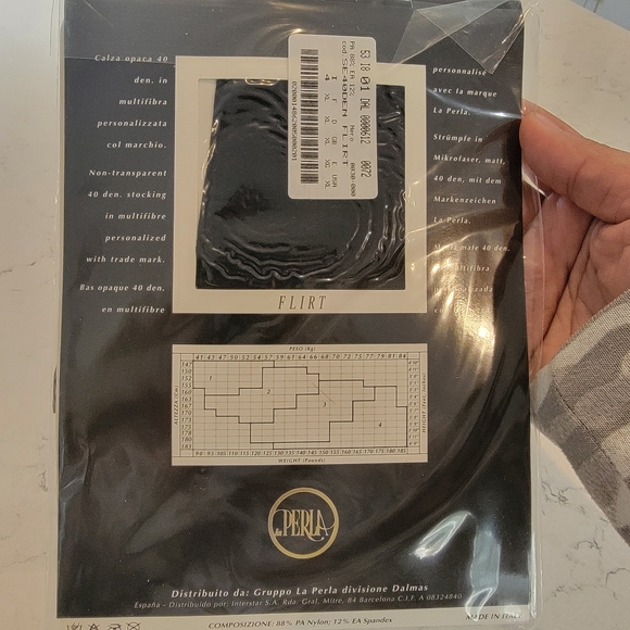 La Perla black thigh high 40 den with back logo size XL - Picture 3 of 9